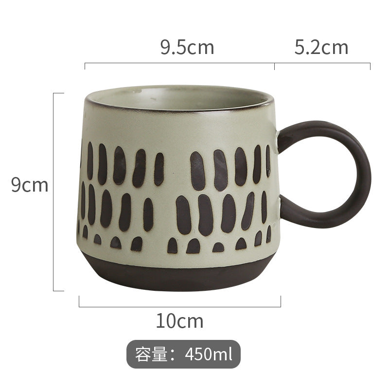 Ceramic large capacity breakfast cup, household mug, milk cup, oatmeal cup, high aesthetic value, microwave water cup