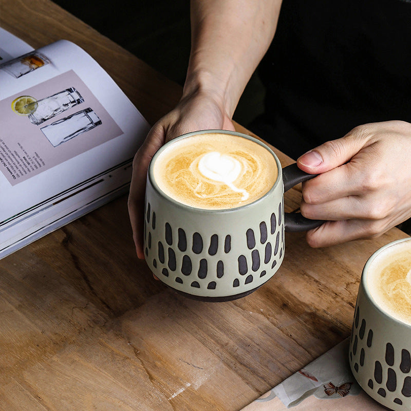 Ceramic large capacity breakfast cup, household mug, milk cup, oatmeal cup, high aesthetic value, microwave water cup