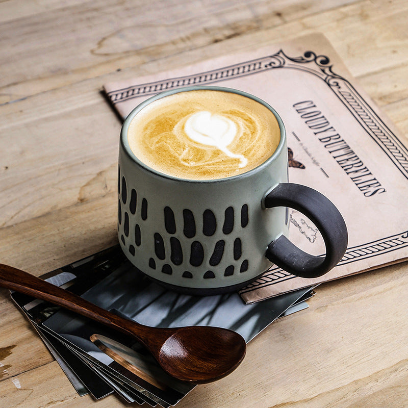 Ceramic large capacity breakfast cup, household mug, milk cup, oatmeal cup, high aesthetic value, microwave water cup