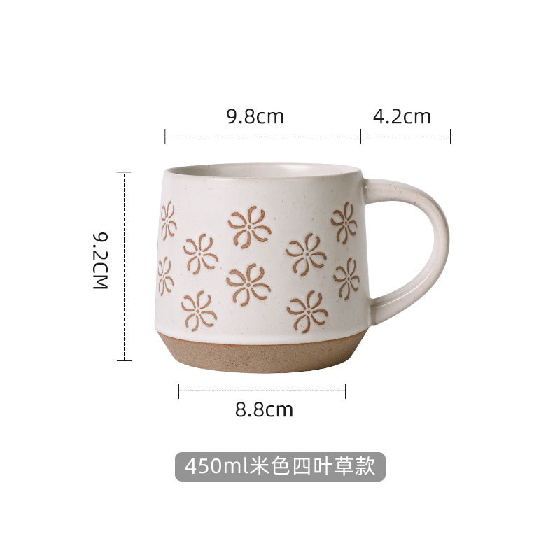 Ceramic retro coffee cup, ceramic large capacity coarse ceramic mug, home breakfast cup, office water cup, Japanese cup