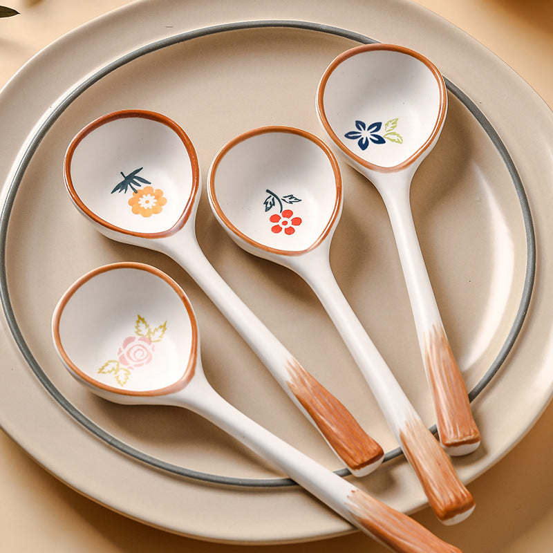Ceramic spoons for household use, soup spoons for drinking soup, dry rice spoons for people with high appearance, spoons for internet celebrities, thick spoons for eating, small