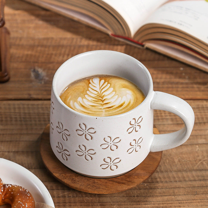 Ceramic retro coffee cup, ceramic large capacity coarse ceramic mug, home breakfast cup, office water cup, Japanese cup