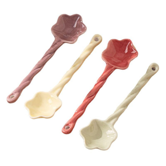 Household spoon, cream high beauty spoon, dessert spoon, star cute flower girl heart ins ceramic spoon