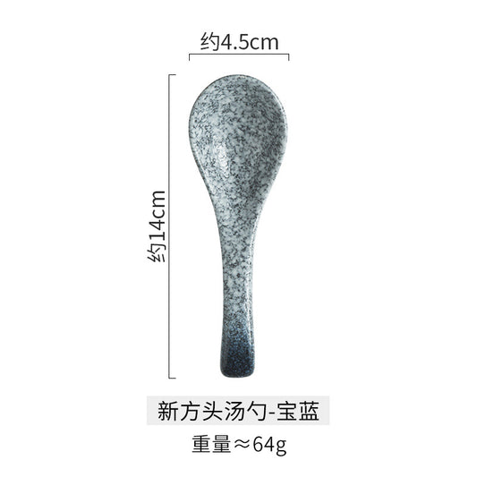 Japanese style soup spoon, ceramic small spoon, retro rice spoon, spoon, dining spoon, home use soup spoon, kitchen soup spoon