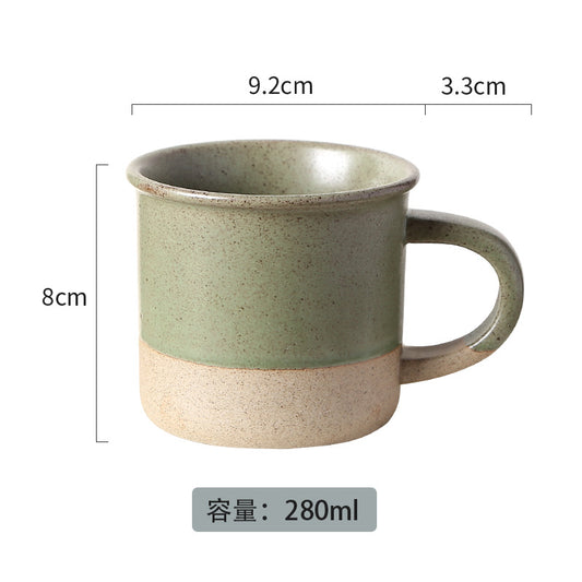 Vintage coarse pottery coffee cup kiln transformed ceramic mug minimalist water cup small sesame glazed clay breakfast cup